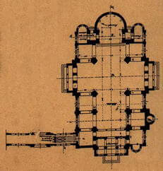 Разрэз ніжняга паверха касцёла, з плана 1905 г.