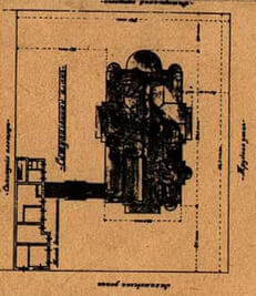 Тэрыторыя касцёла на плане 1905 г.: справа — Трубная вуліца, знізу — Захар'еўская вуліца.