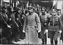 Юзаф Пілсудскі перад польскімі жаўнерамі ў Мінску, 19 верасня 1919 г.
